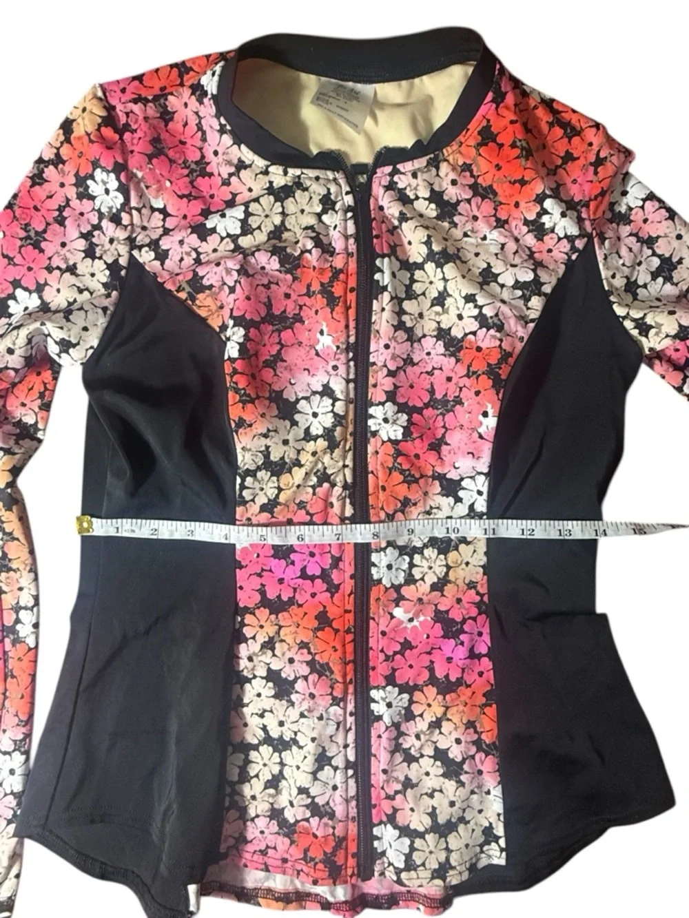 Fit4U Floral Zip Rash Guard Size 8 Fits Small Built-In Bra Pink Multi-Color - Picture 7 of 8